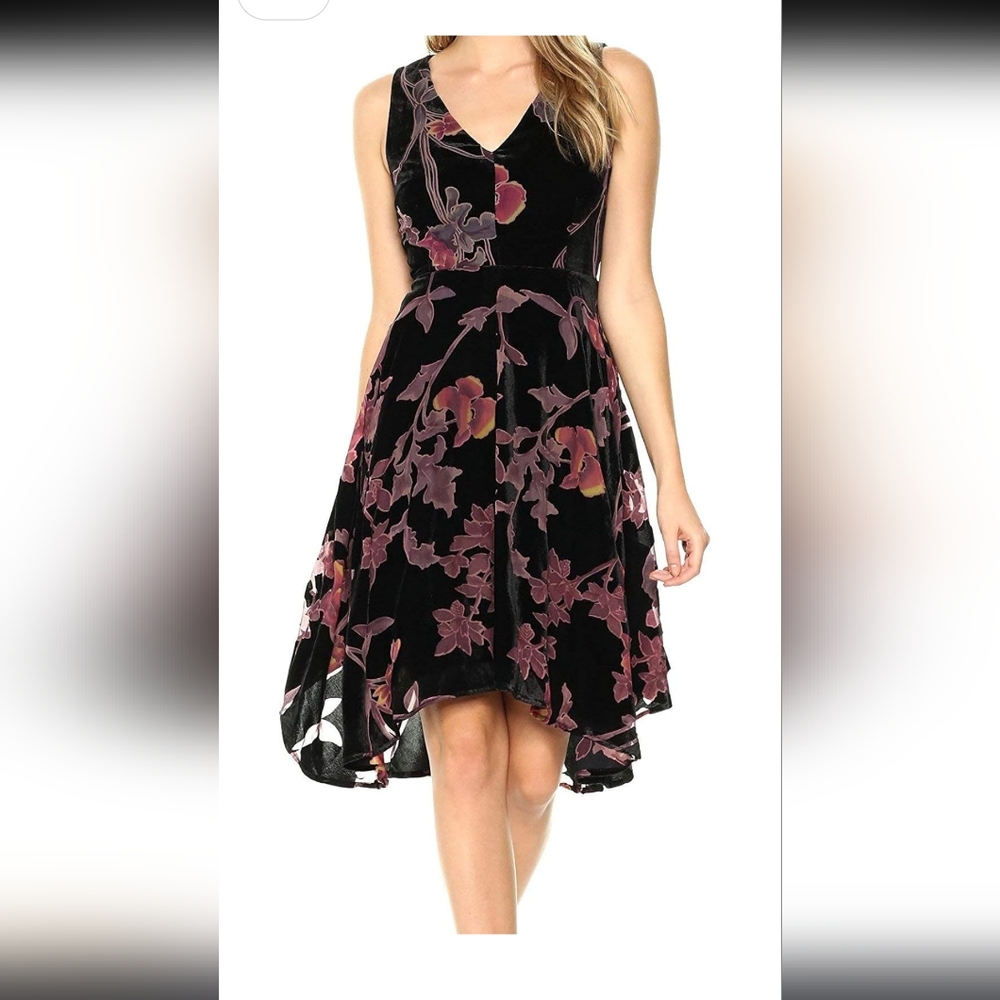 Floral Black and Purple Dress